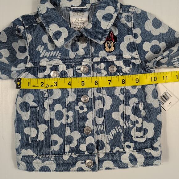 NWT Disney Baby Minnie Mouse Denim Jacket Girls 6-9M Blue Floral Jean Coat - Picture 5 of 11